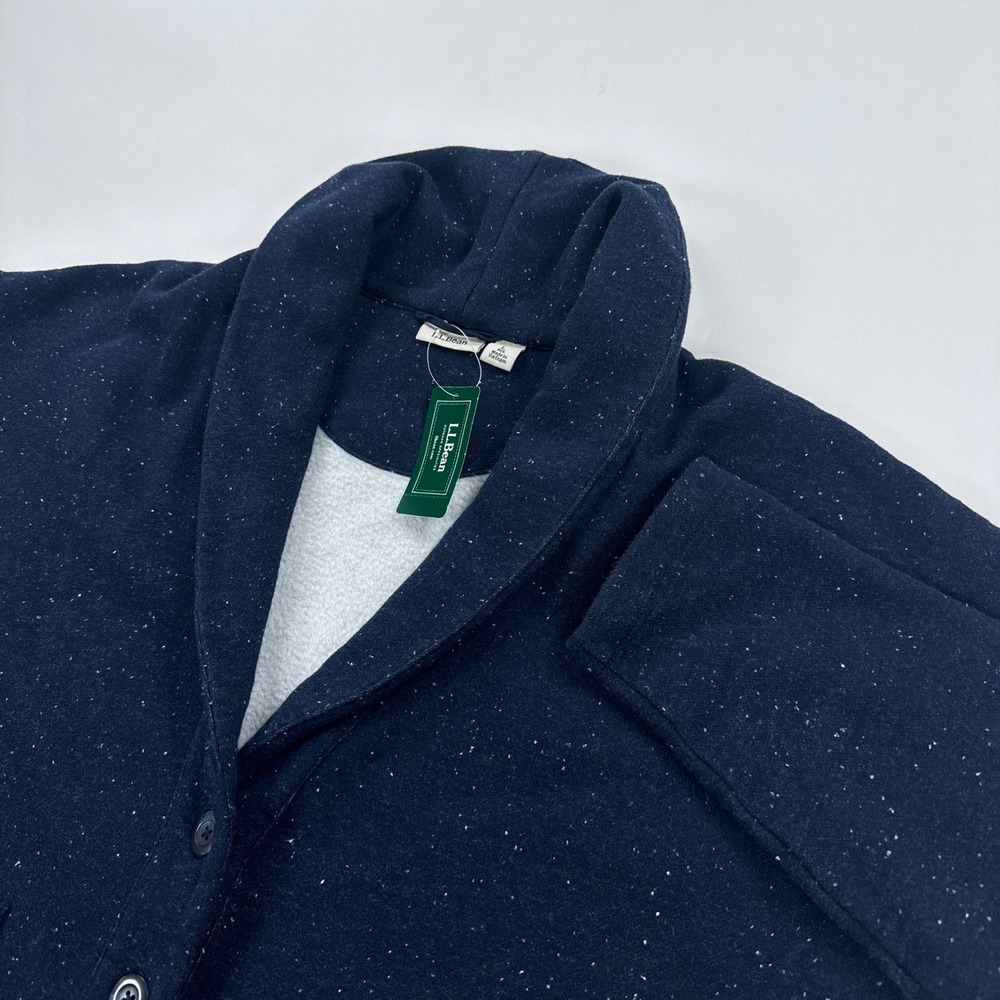 LL Bean Womens Cardigan Large Navy Donegal Double L Soft Sweatshirt Button Up